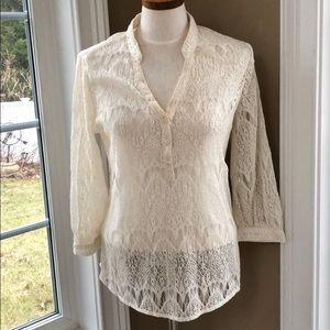 Lucky brand 3/4 sleeve see thru top Size medium
